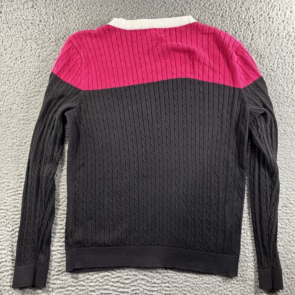 Lauren Active Ralph Lauren Cardigan Sweater Womens L Large Colorblock Cable Knit - Picture 8 of 9